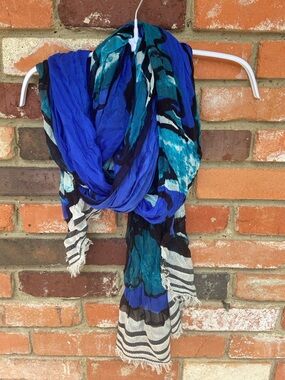 The Limited Blue and Teal Printed Gauze Scarf